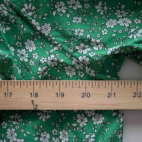 Topshop Floral Puff-Sleeve Peasant Blouse US 8 (UK 12) Green 100% Cotton NWT - Picture 7 of 8